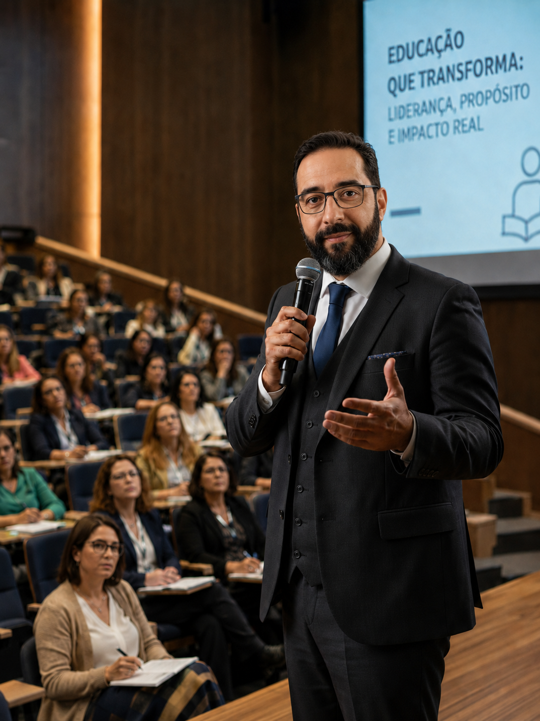 Dom Antônio Carlos palestrando em auditório
